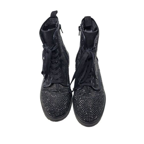 Steve Madden Ozzy Black Studded High Top Sneakers Sz 8M Womens Shoes Combat Glam - Picture 2 of 14